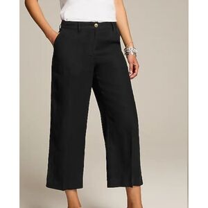 NWT- J. Jill Linen Wide Leg Cropped Black Pants